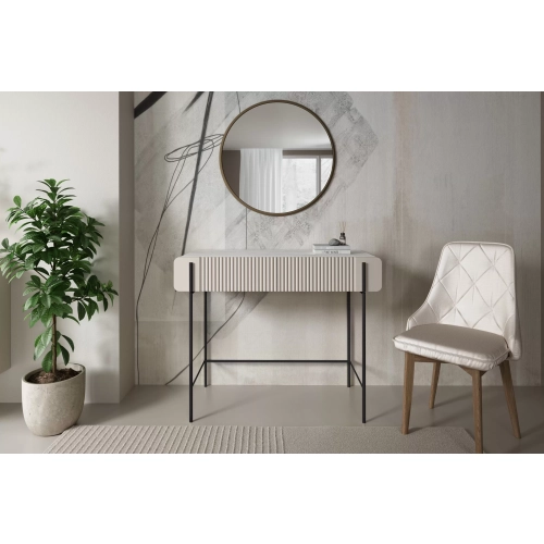 Toaletka Malmi 100 cm z szufladami - kaszmir / crema bianca / czarne nóżki